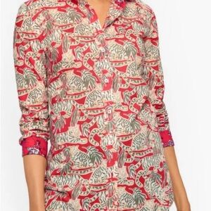 Talbots Grazing Tiger Button Front Shirt Size Med